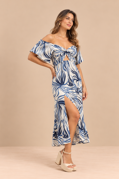Vestido Marcela Azul Print