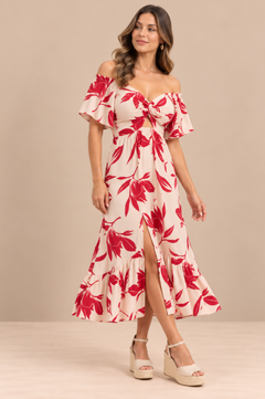 Vestido Marcela Rojo Print