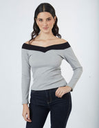 Top Sara Plomo/Negro