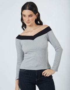 Top Sara Plomo/Negro