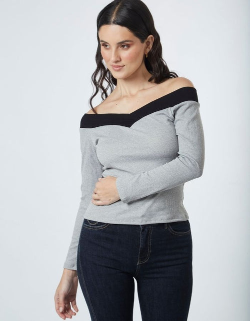 Top Sara Plomo/Negro