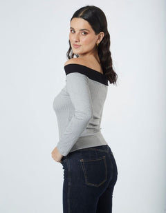 Top Sara Plomo/Negro