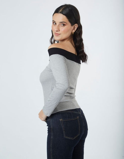 Top Sara Plomo/Negro