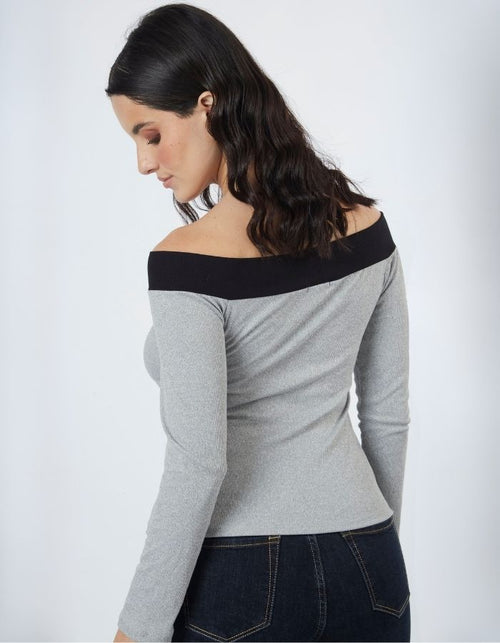 Top Sara Plomo/Negro