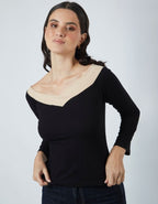 Top Sara Negro/Beige