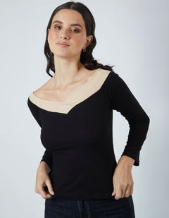Top Sara Negro/Beige