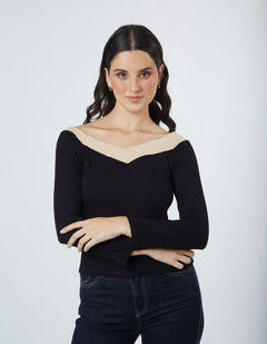 Top Sara Negro/Beige