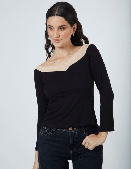 Top Sara Negro/Beige