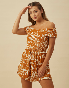 Enterizo Tamara Camel/Blanco