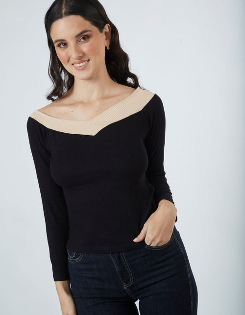 Top Sara Negro/Beige