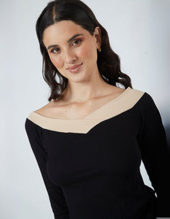 Top Sara Negro/Beige