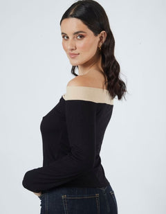Top Sara Negro/Beige
