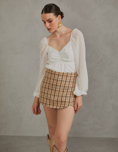 Falda Short Flavia Camel Cuadros