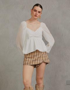 Falda Short Flavia Camel Cuadros