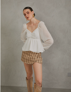 Falda Short Flavia Camel Cuadros