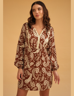 Vestido Aria marrón print