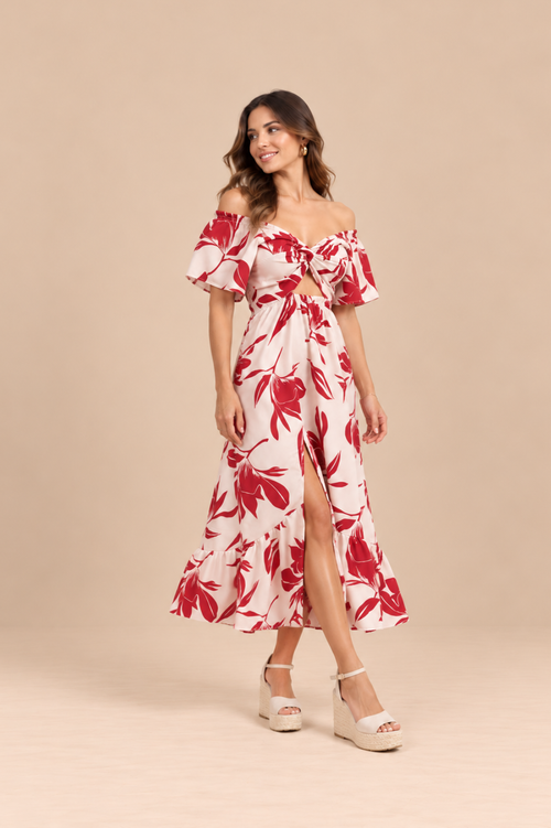 Vestido Marcela Rojo Print