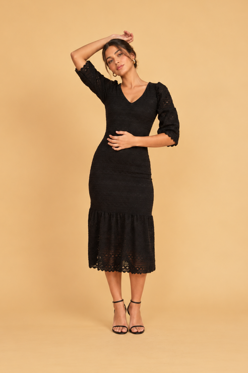 Vestido Gabi Negro Tejido