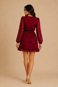 Vestido Esfera Guinda Labrado