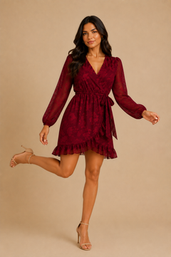 Vestido Esfera Guinda Labrado