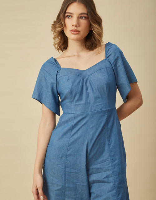 Enterizo Elsa Celeste Denim