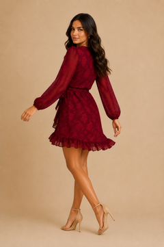 Vestido Esfera Guinda Labrado