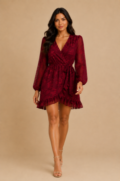 Vestido Esfera Guinda Labrado