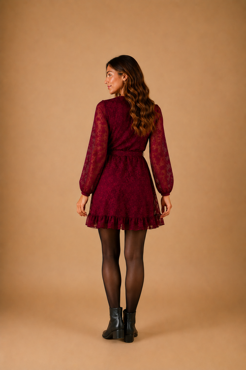 Vestido Esfera Guinda Labrado
