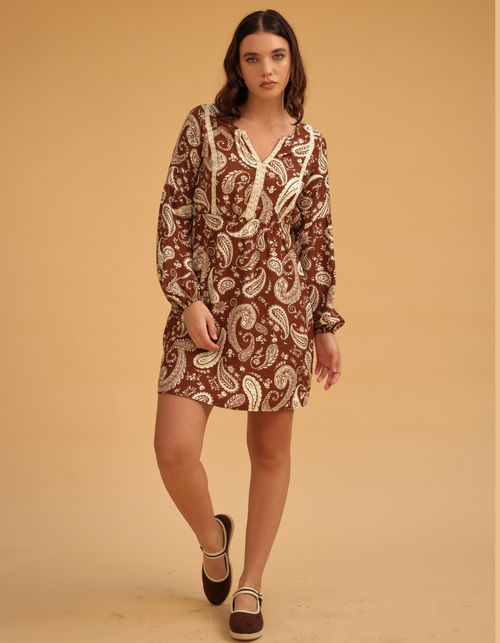 Vestido Aria marrón print