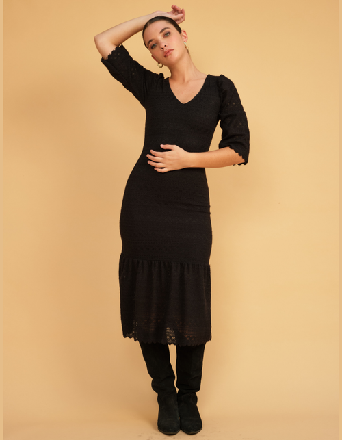 Vestido Gabi Negro Tejido